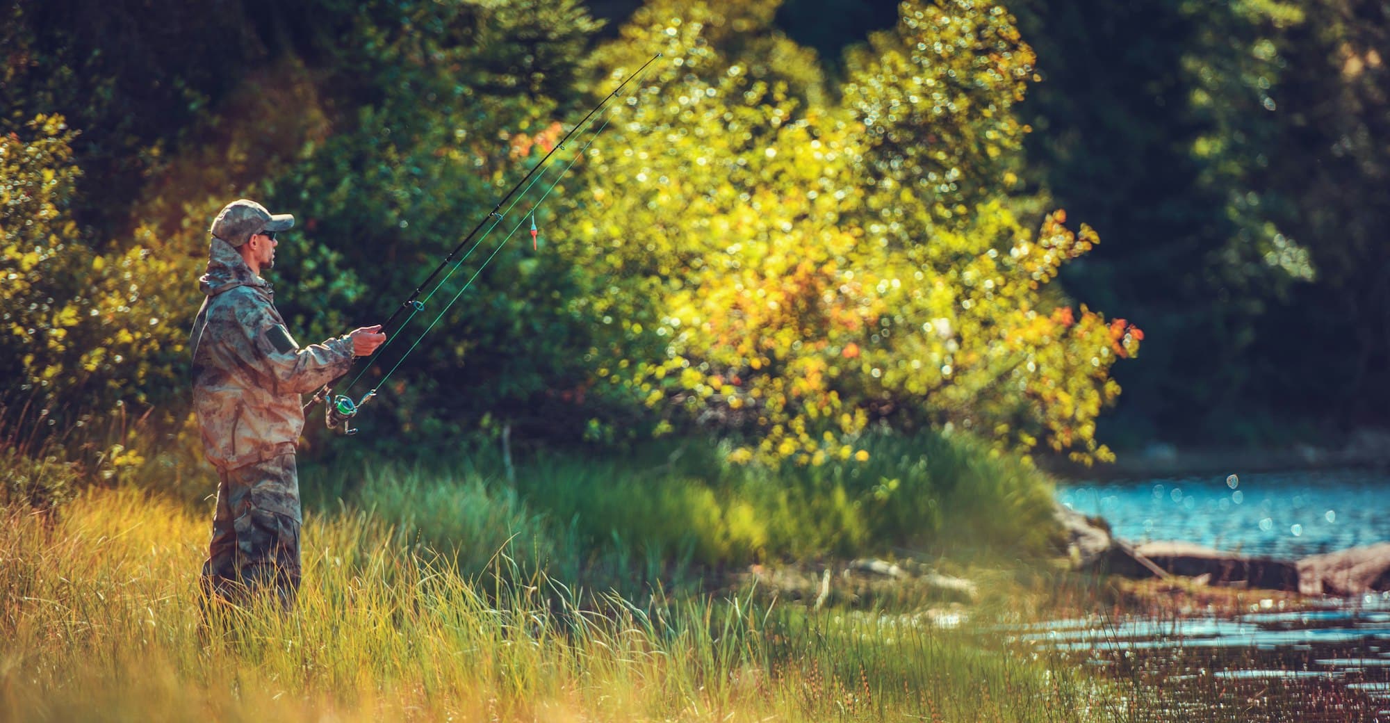 Men Fly Fishing in a River